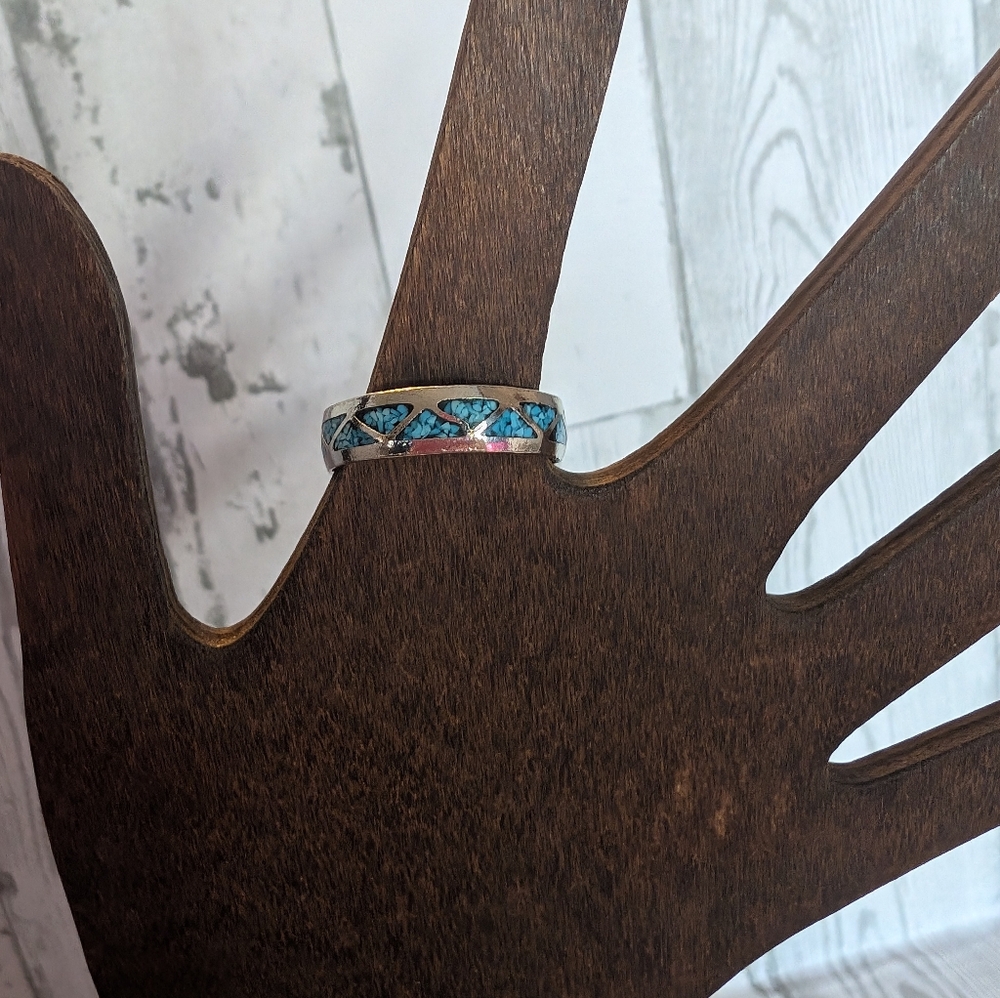 Vintage chip turquoise ring size 13.5